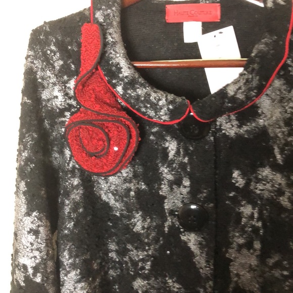 La Rose Rouge Black and silver top w/wire rose & collar.-Haute Couture L… - Picture 10 of 14